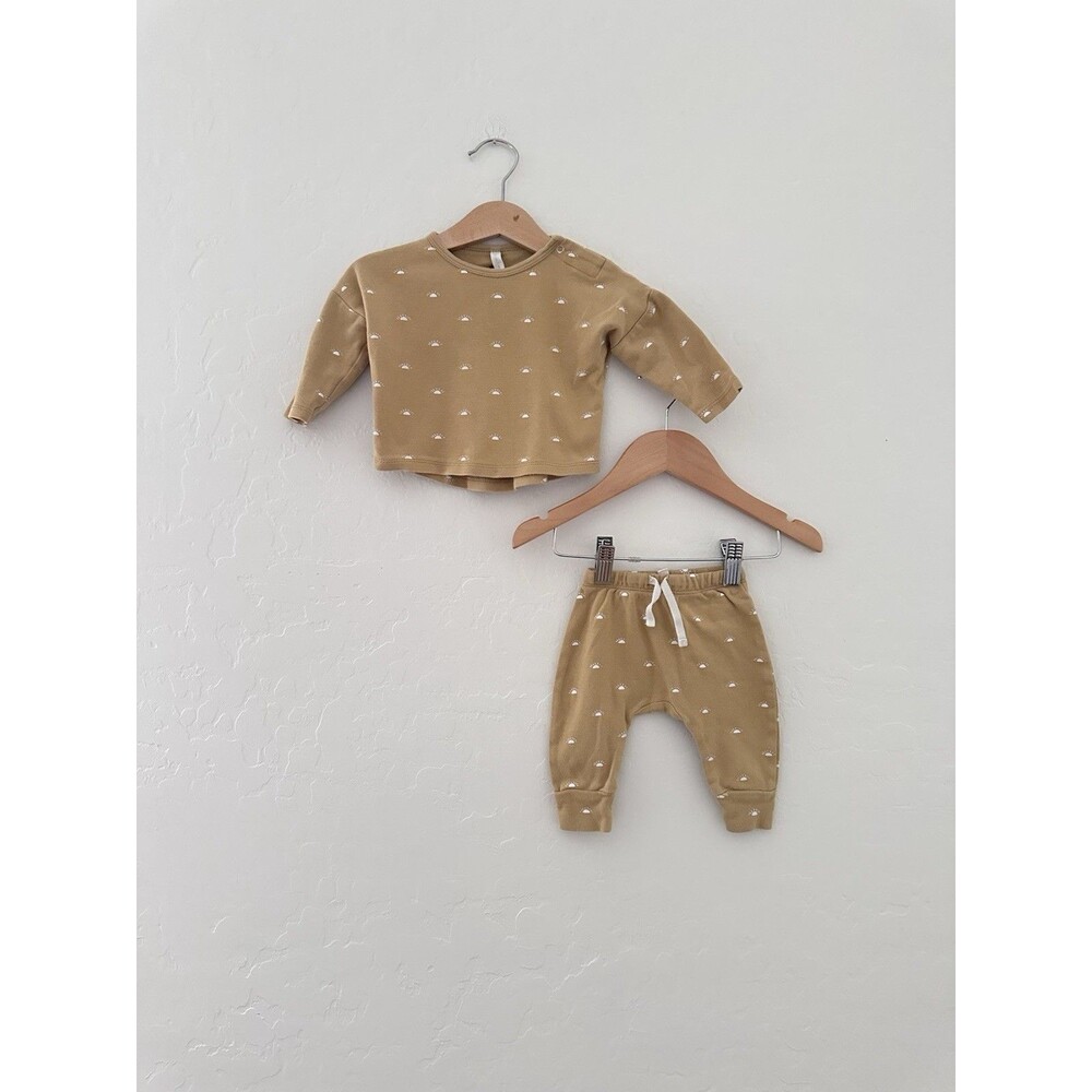 Quincy Mae Sun Two Piece Outfit Top Pants Baby 3-6 Months Organic Cotton Set